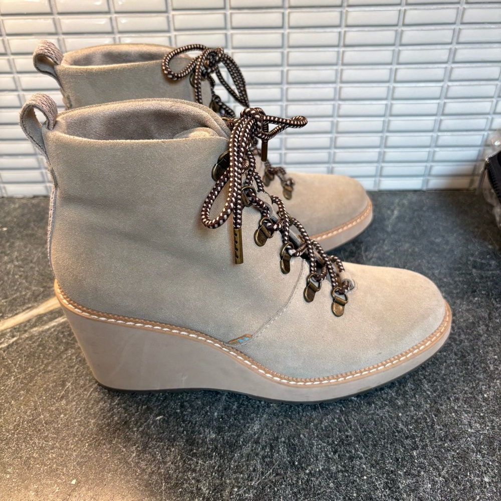 Toms Gray Ankle Boots with Wedge Heel